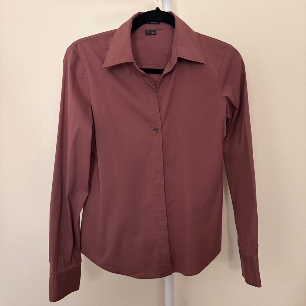 Theory Mauve Button-Front Collared Women's Shirt